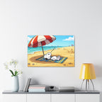 Sleeping Snoopy Beach Scene Canvas