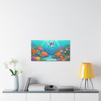 Snorkeling Dog Coral Reef Canvas