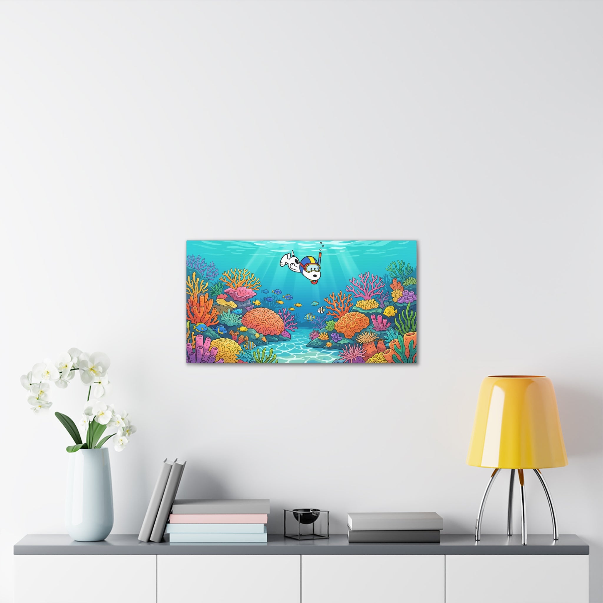 Snorkeling Dog Coral Reef Canvas