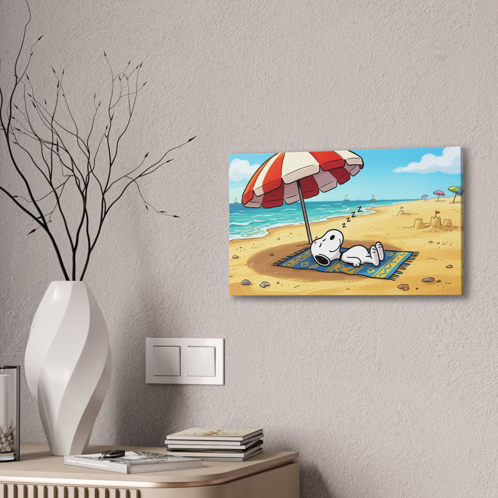 Sleeping Snoopy Beach Scene Canvas
