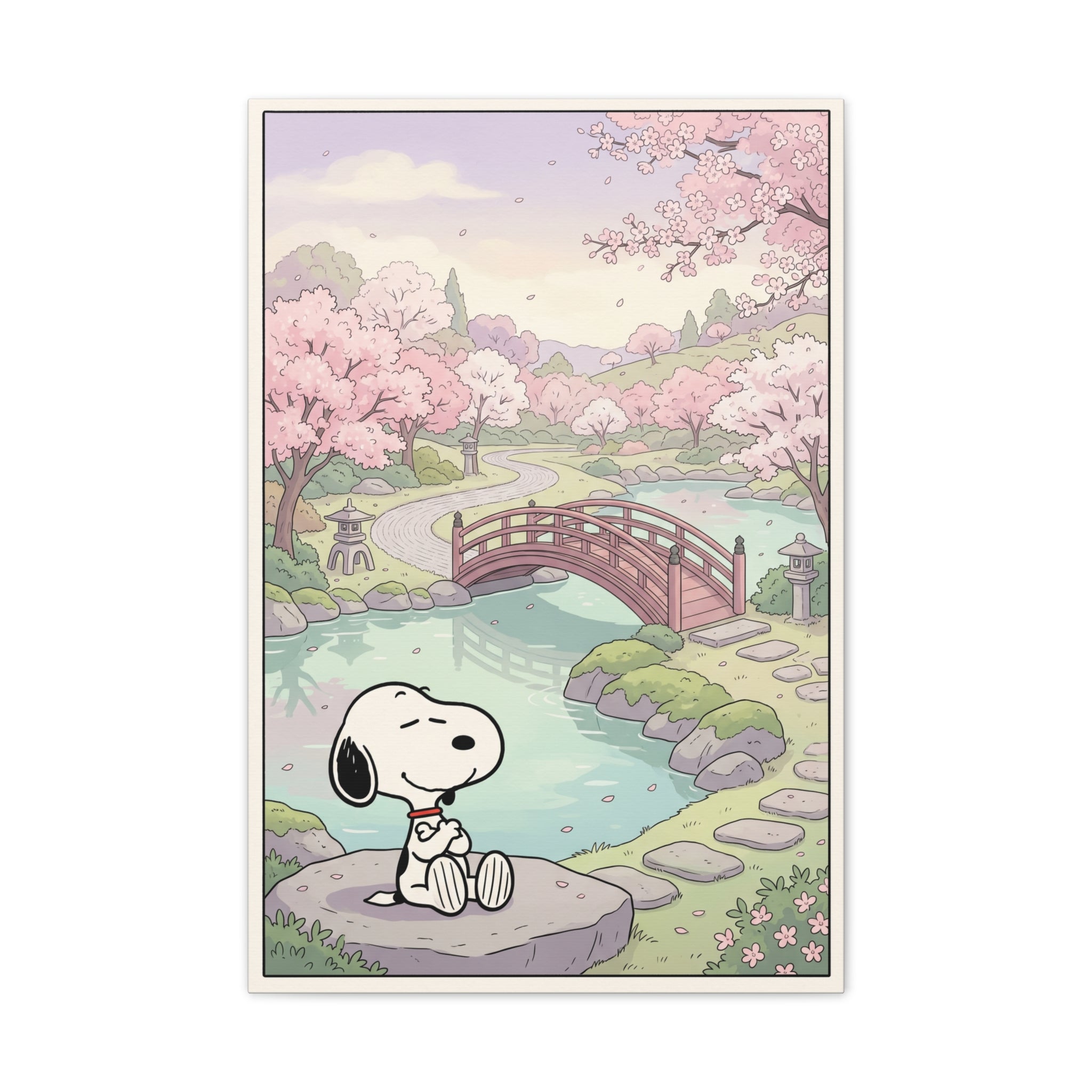 Snoopy Cherry Blossom Scene Canvas