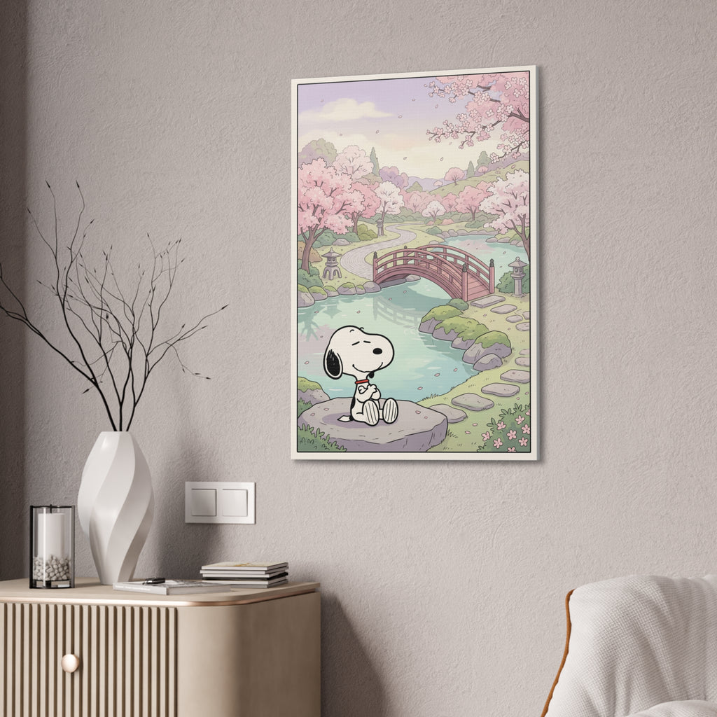 Snoopy Cherry Blossom Scene Canvas