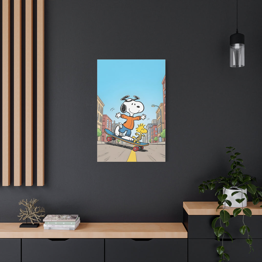 Snoopy Skateboarding Canvas