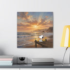 Snoopy Sunset on Pier Canvas