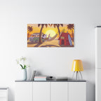 Snoopy Beach Sunset Canvas Poster