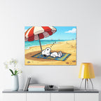 Sleeping Snoopy Beach Scene Canvas