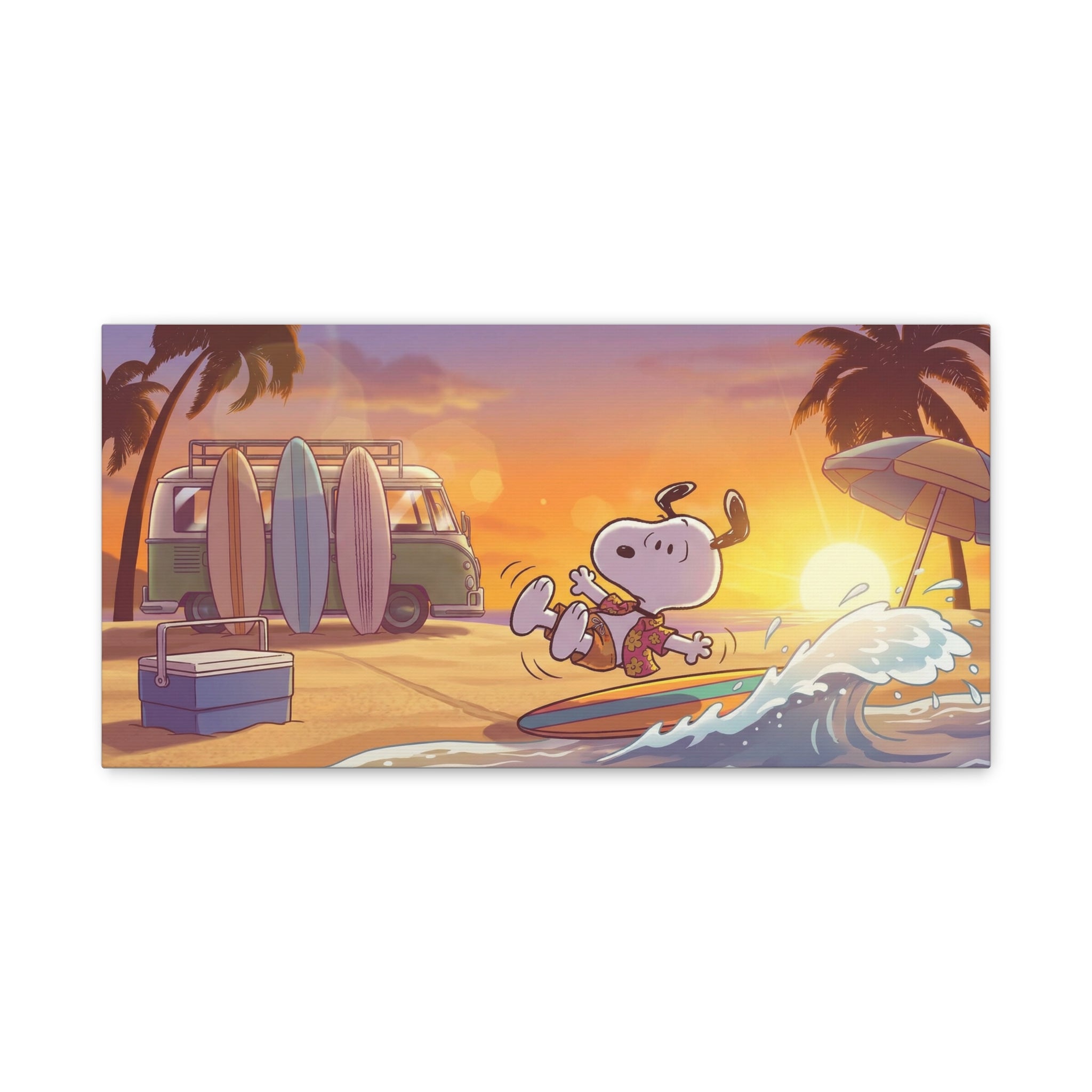 Surfing Snoopy Poster Canvas
