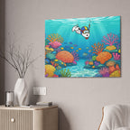 Snorkeling Dog Coral Reef Canvas