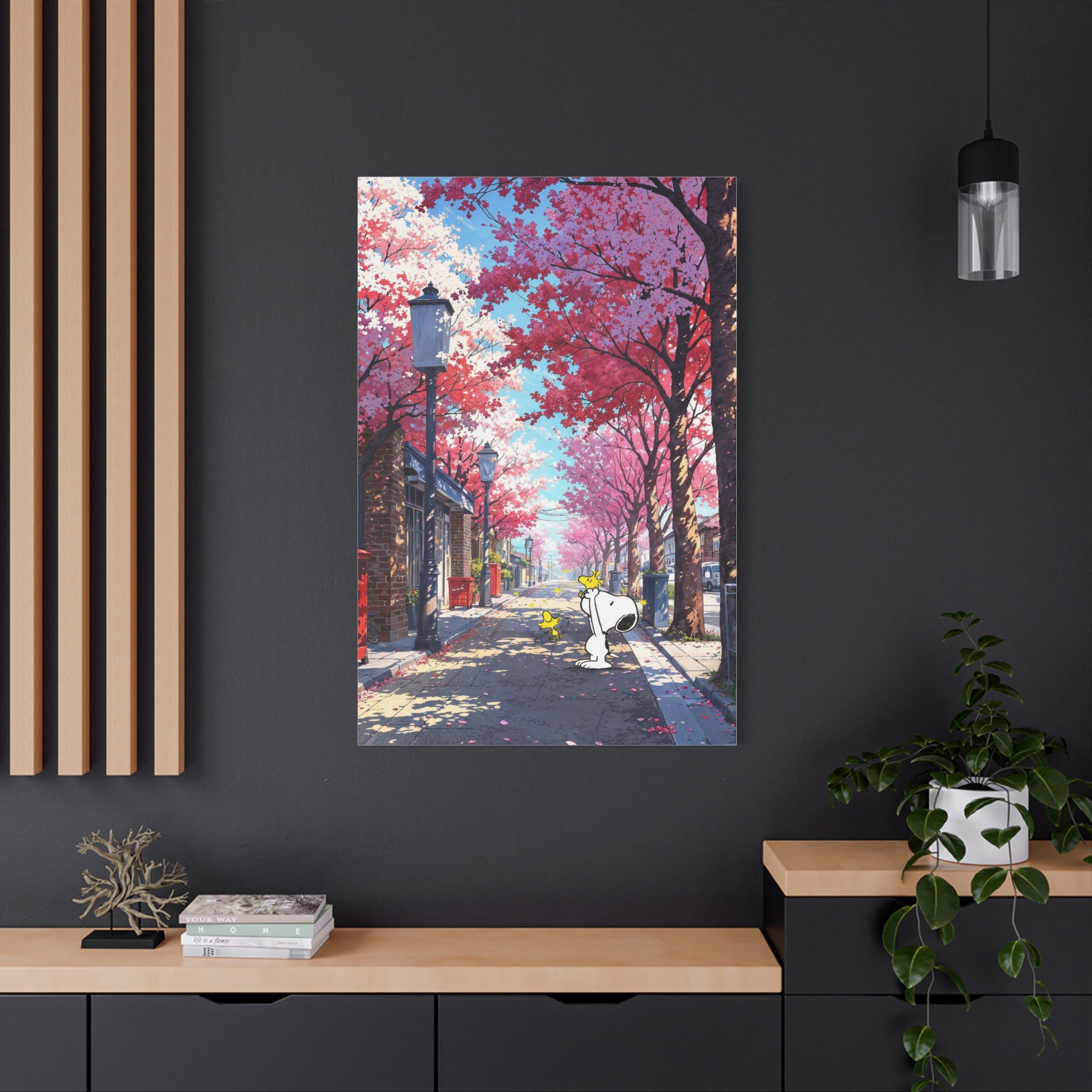 Snoopy Cherry Blossom Street Canvas