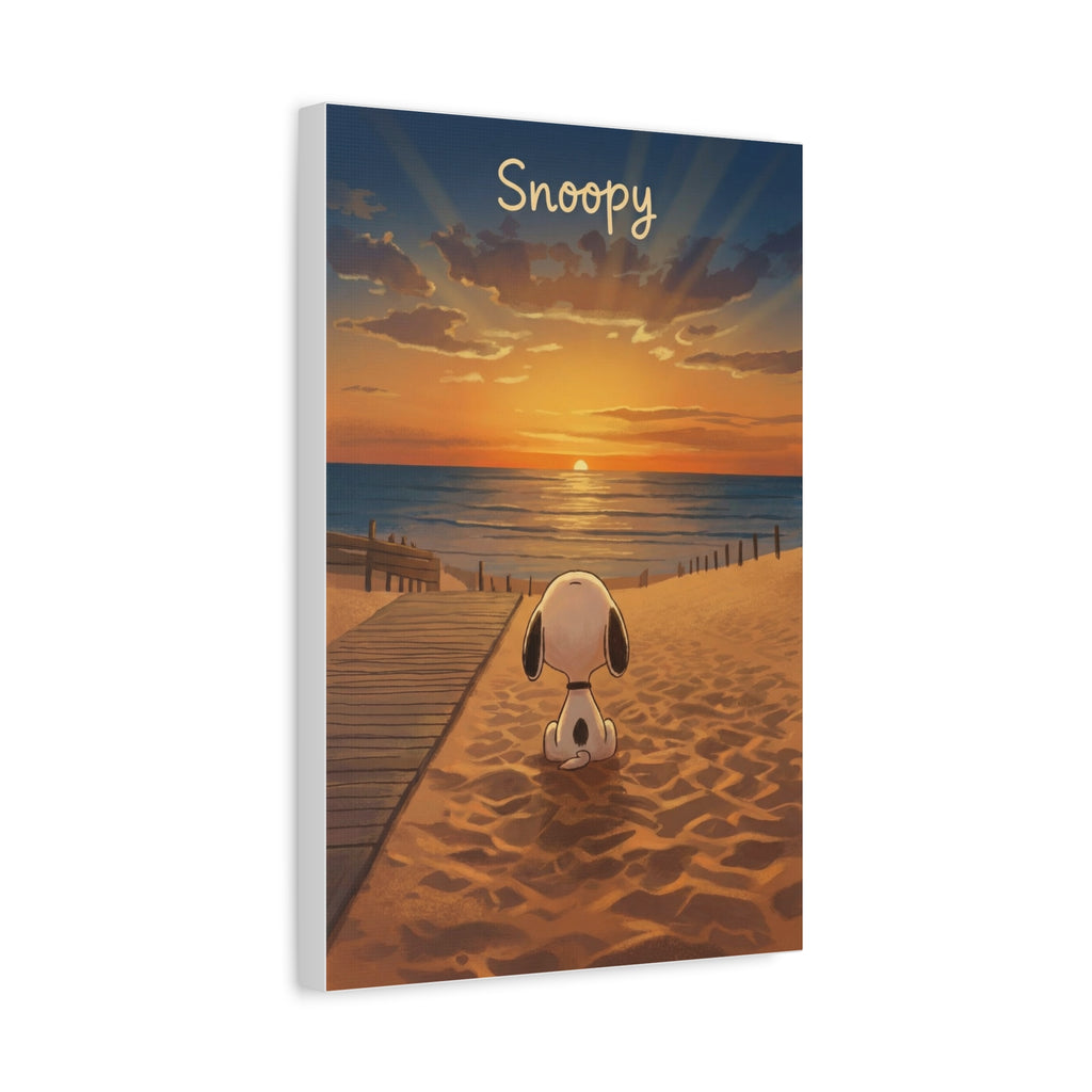 Snoopy Beach Sunset Canvas