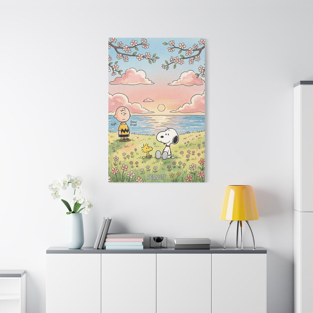 Snoopy Charlie Sunset Canvas