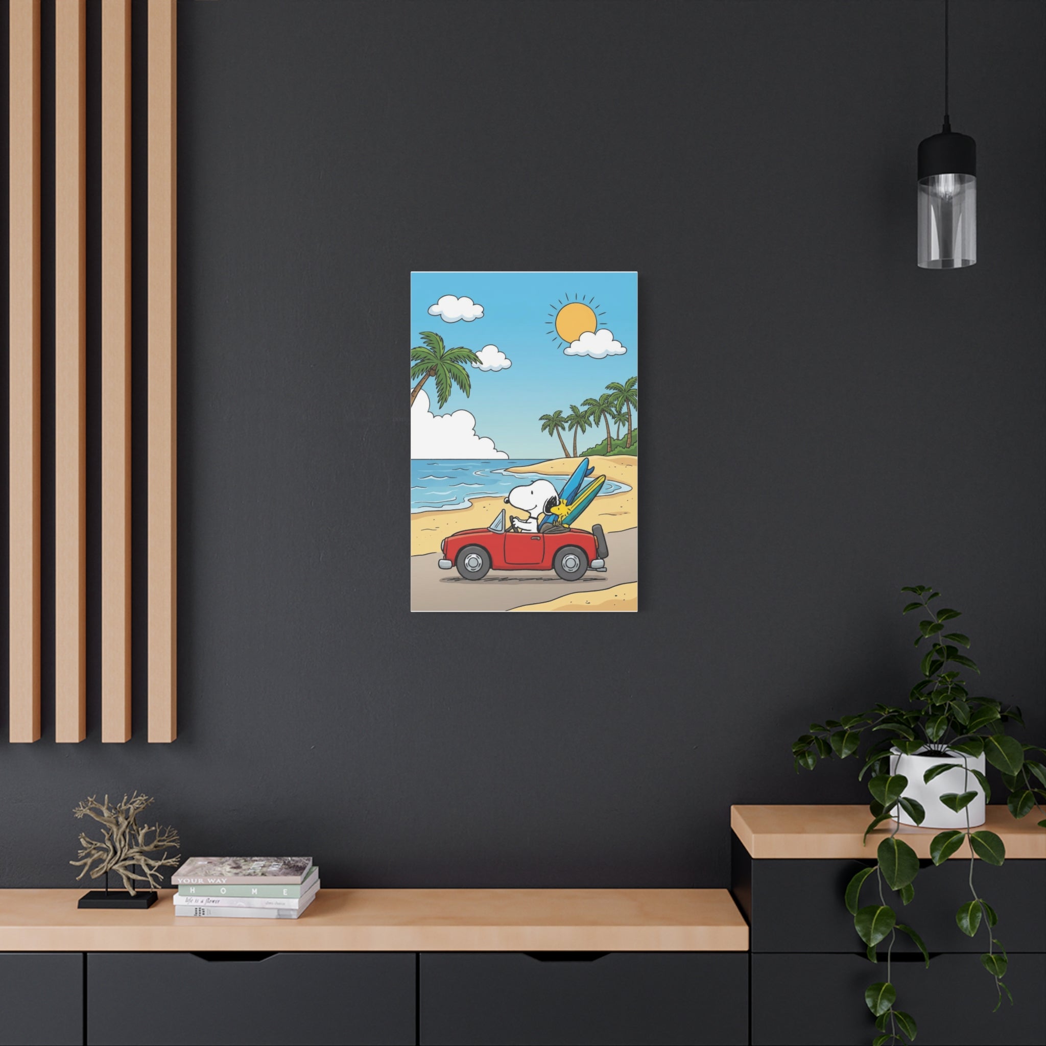 Snoopy Surfboard Beach Drive Canvas