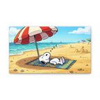 Sleeping Snoopy Beach Scene Canvas