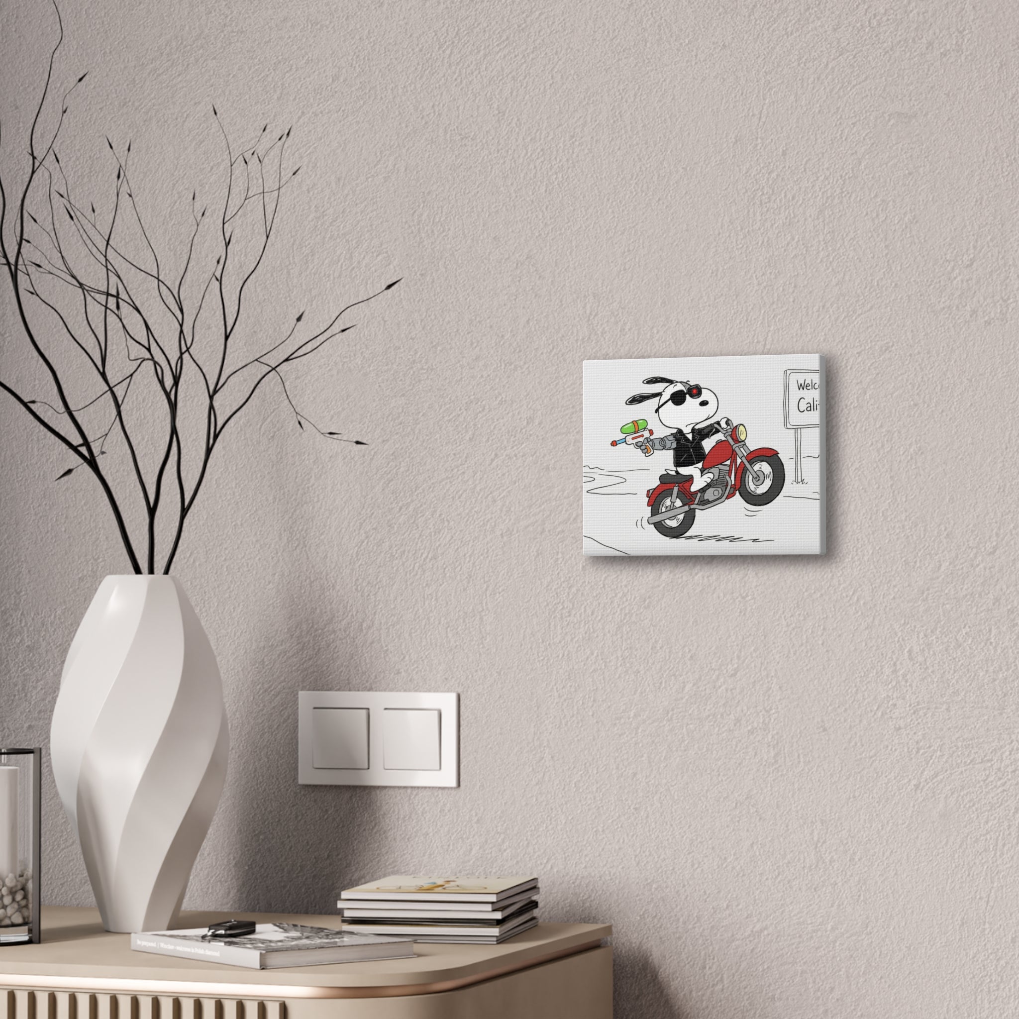 Biker Dog Water Gun Canvas