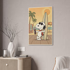 Snoopy Surfing Beach Scene Canvas