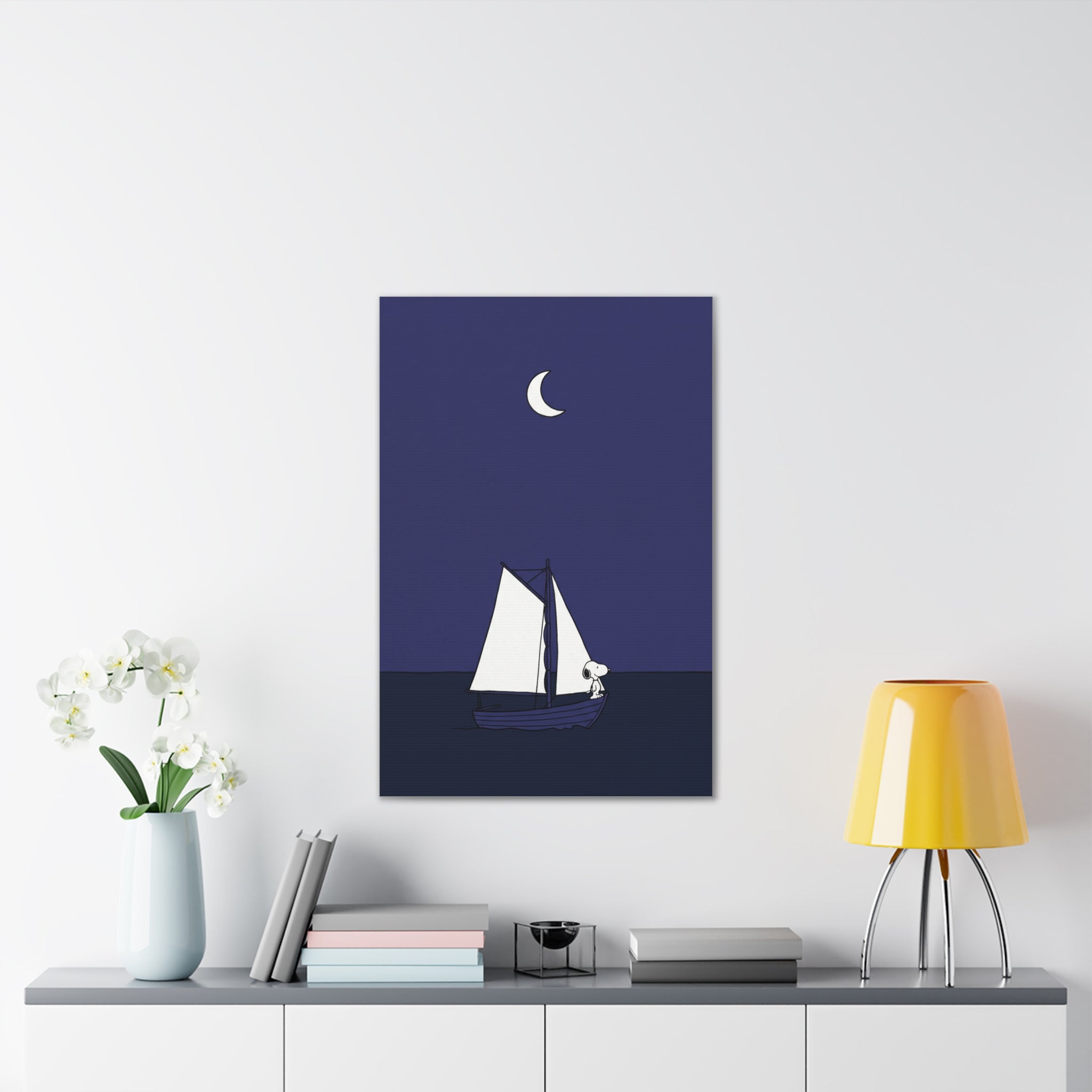 Sailboat Night Scene Canvas
