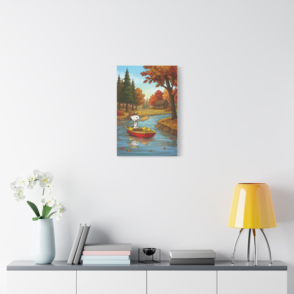 Snoopy Rowboat Autumn Canvas