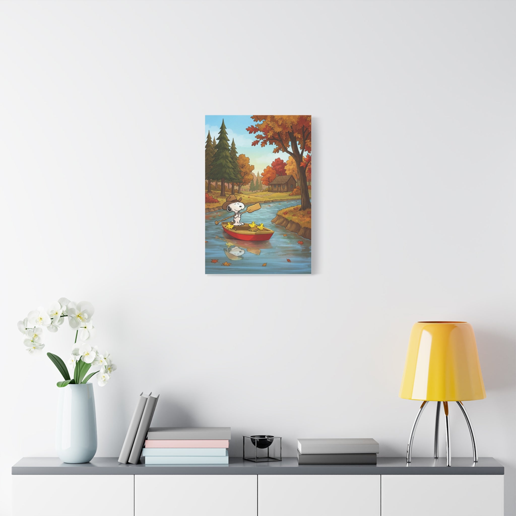 Snoopy Rowboat Autumn Canvas