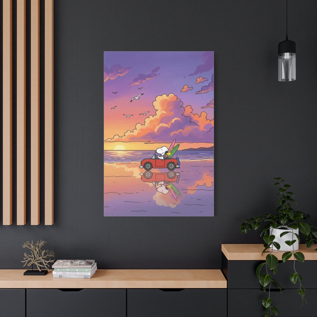 Snoopy Surf Sunset Canvas