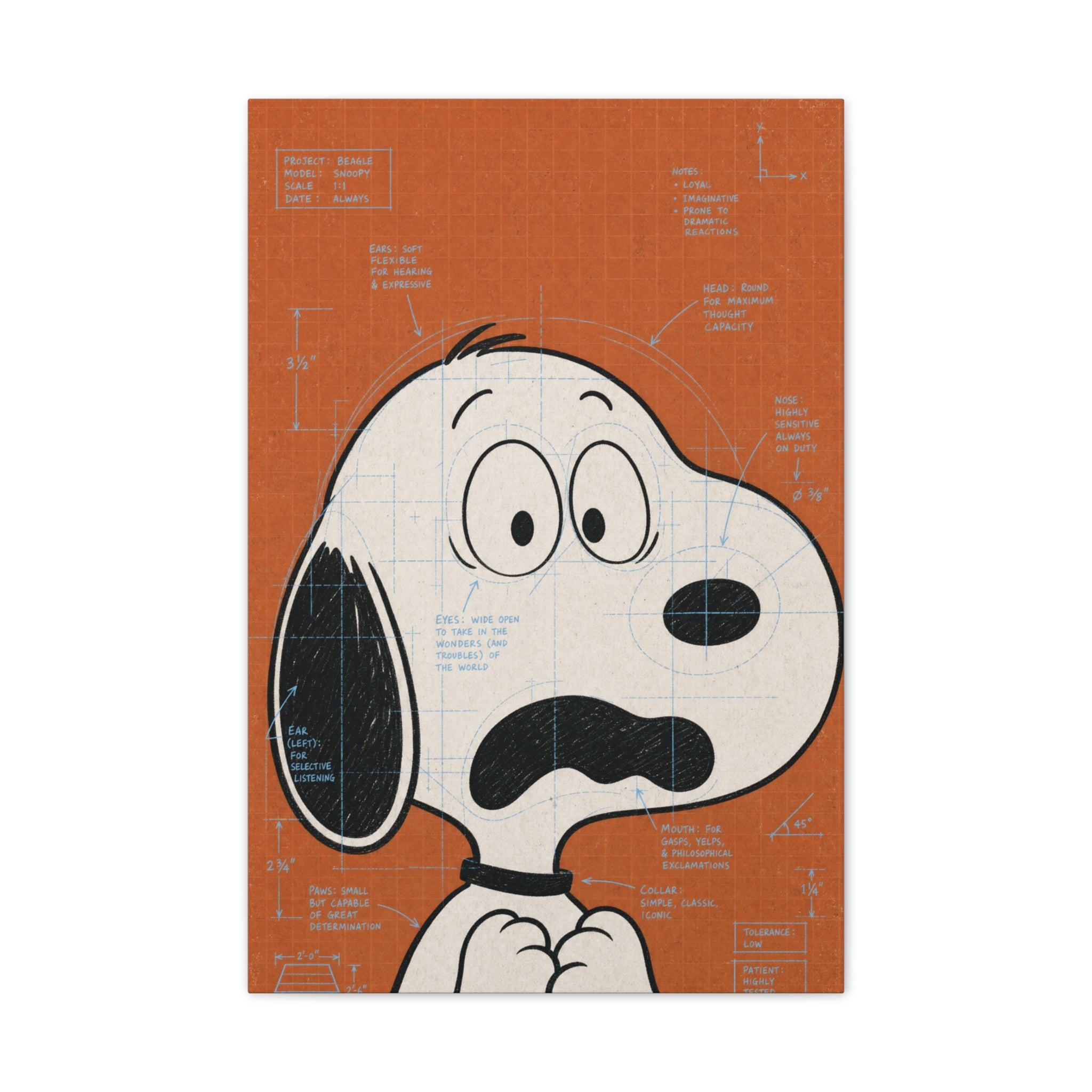 Snoopy Scared Face Canvas