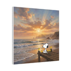 Snoopy Sunset on Pier Canvas