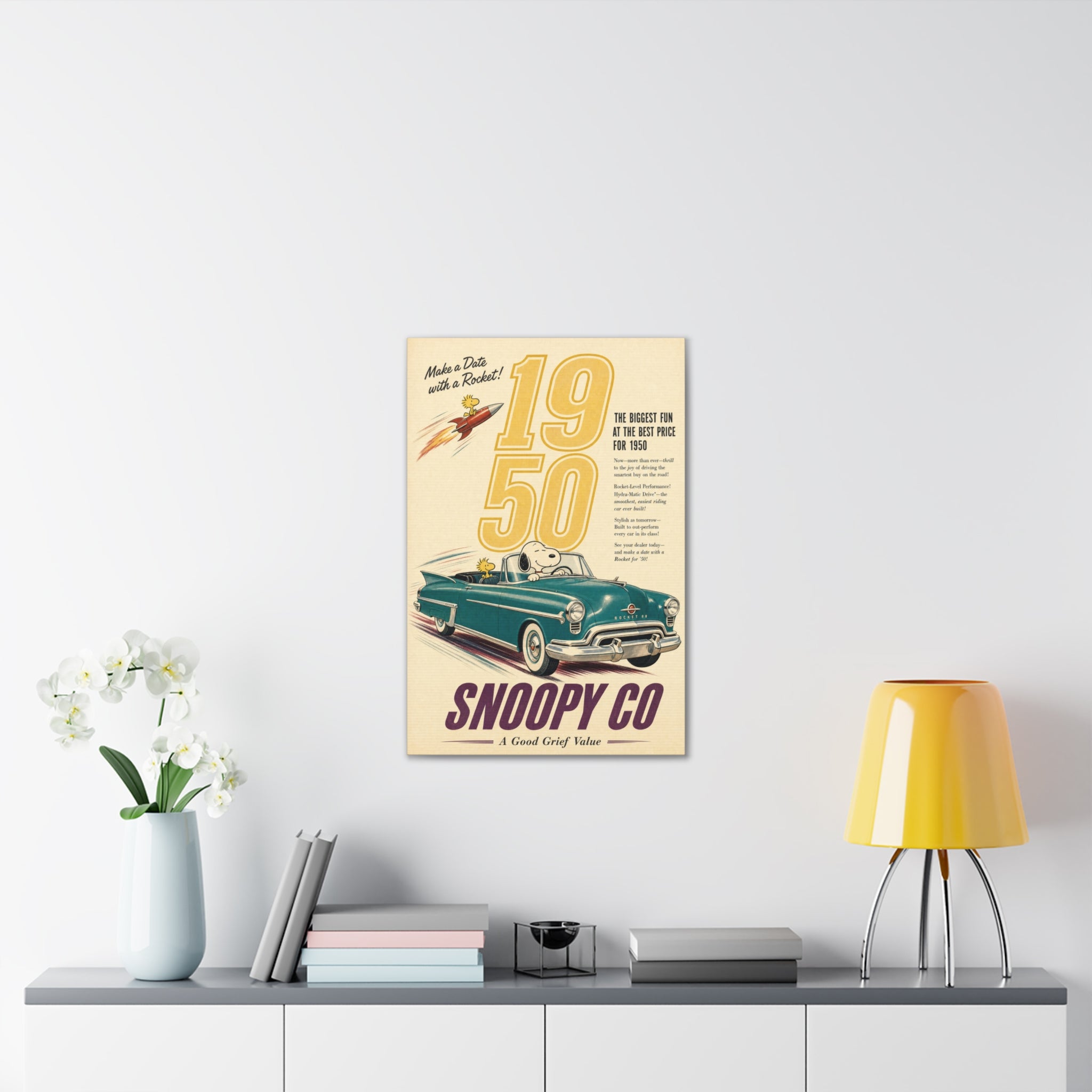 Vintage Snoopy Car Canvas