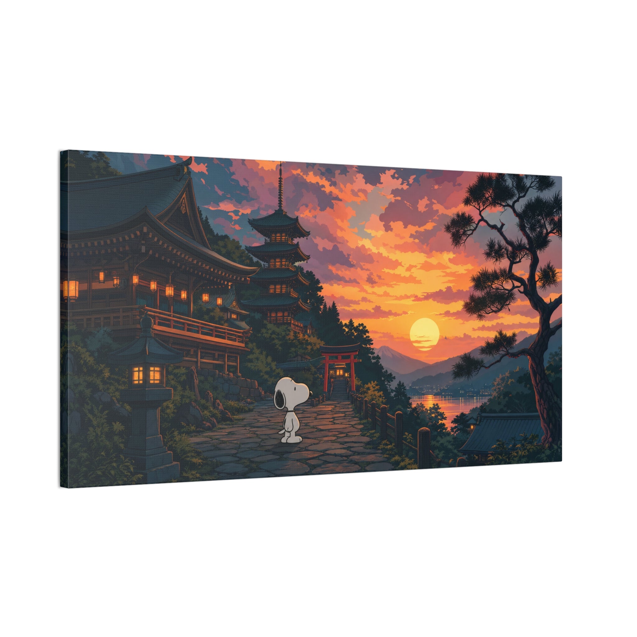 Snoopy at Japanese Temple Canvas