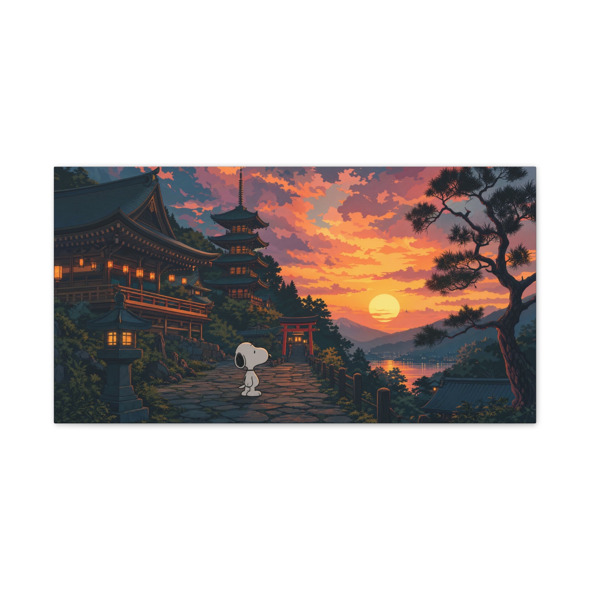 Snoopy at Japanese Temple Canvas