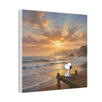 Snoopy Sunset on Pier Canvas
