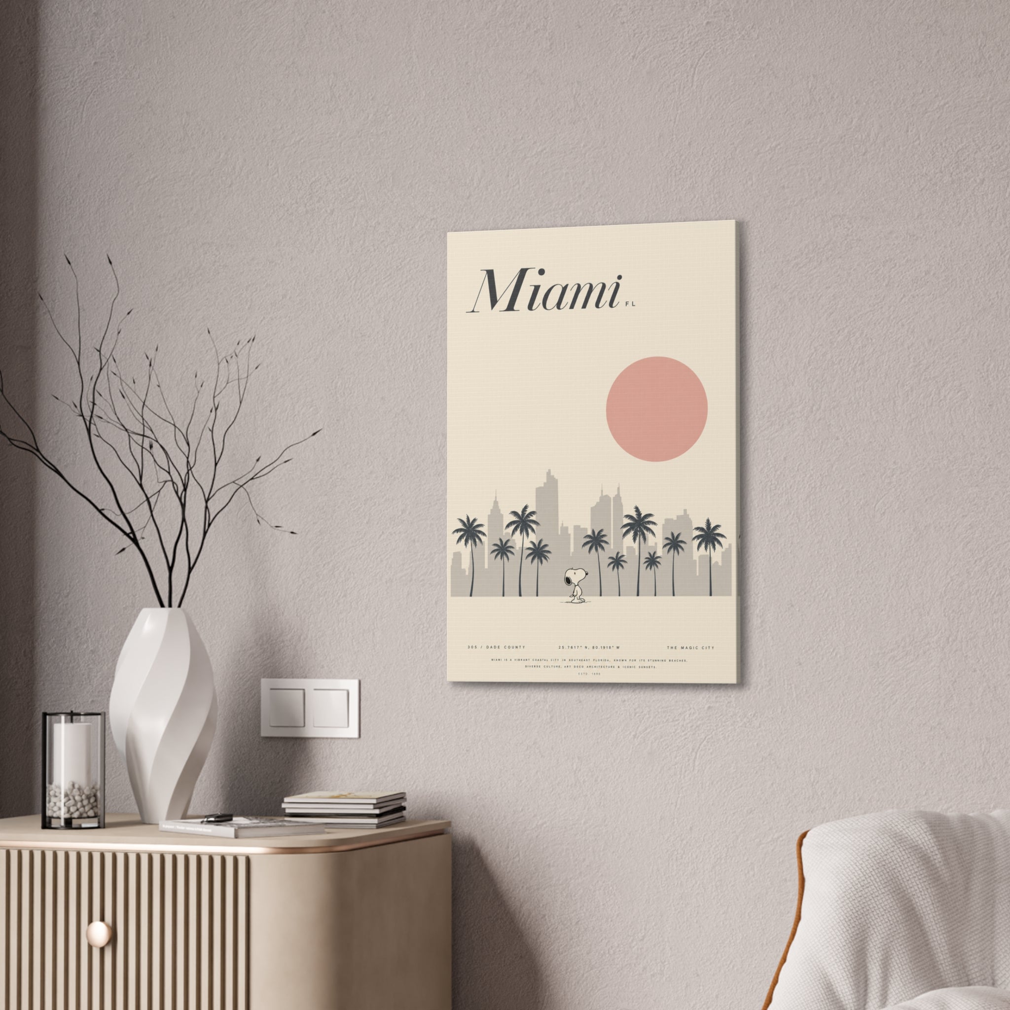 Miami Skyline Sun Canvas