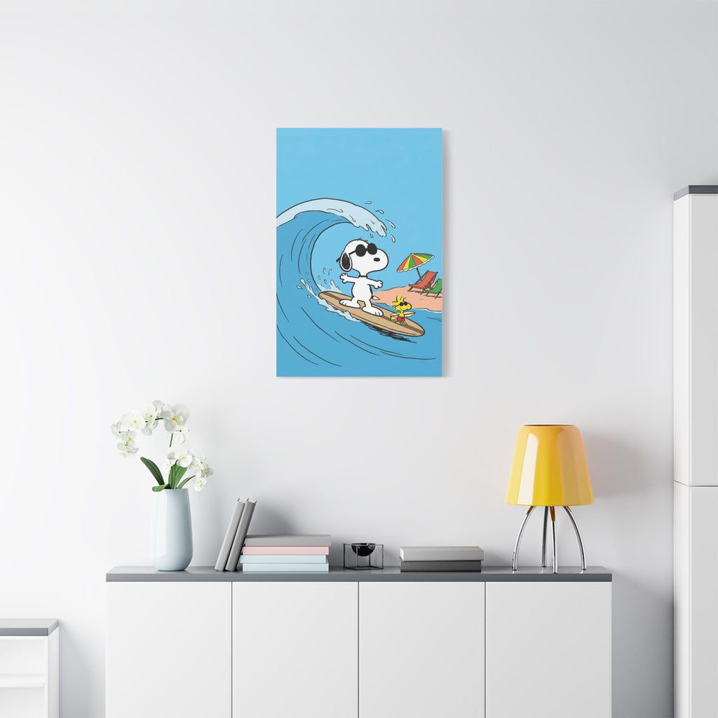 Surfing With Woodstock Canvas