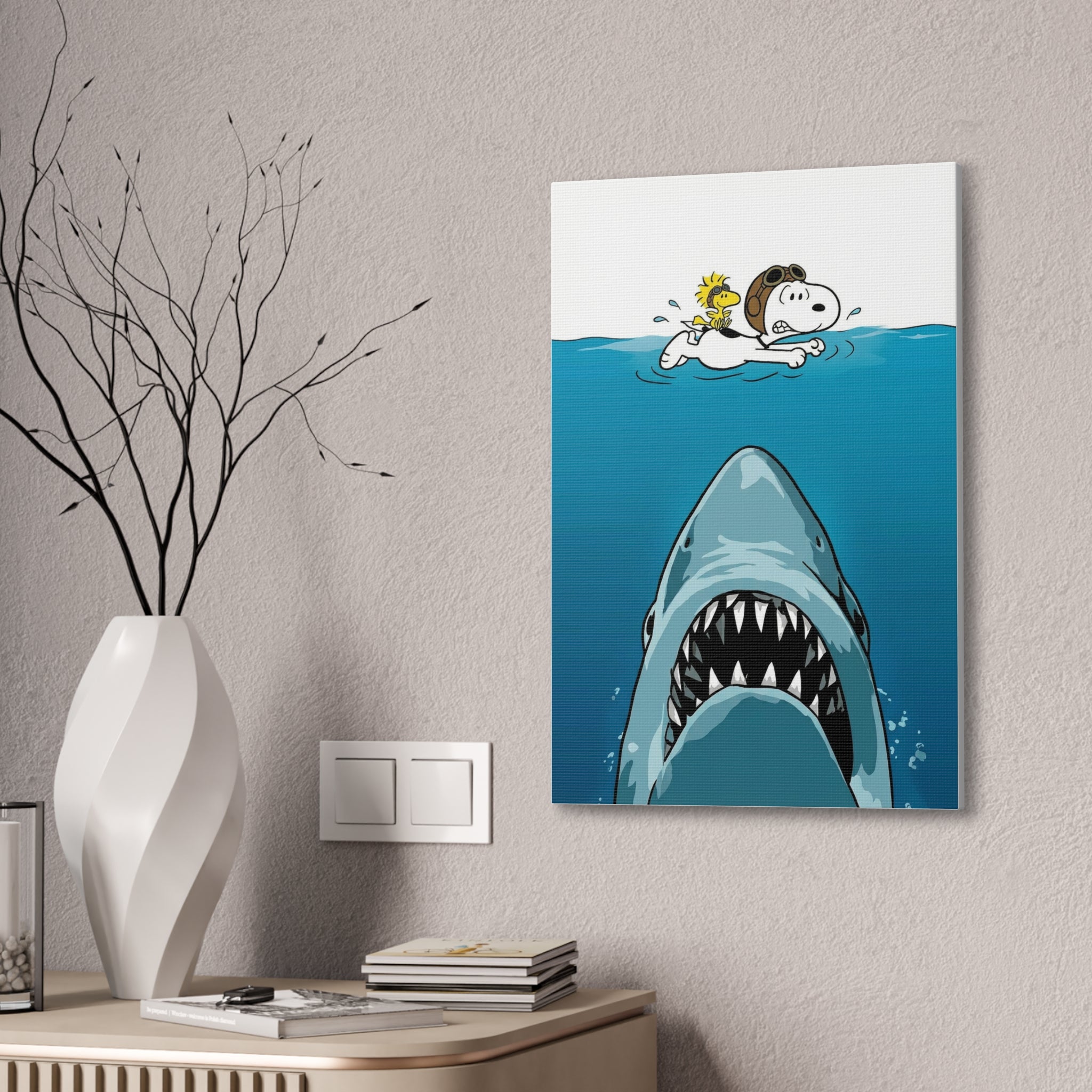 Snoopy Shark Surf Canvas