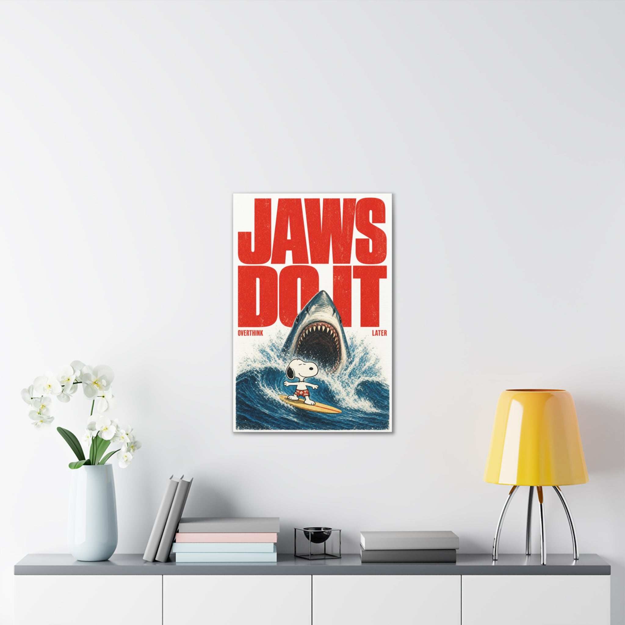 Shark Surf Illustration Canvas