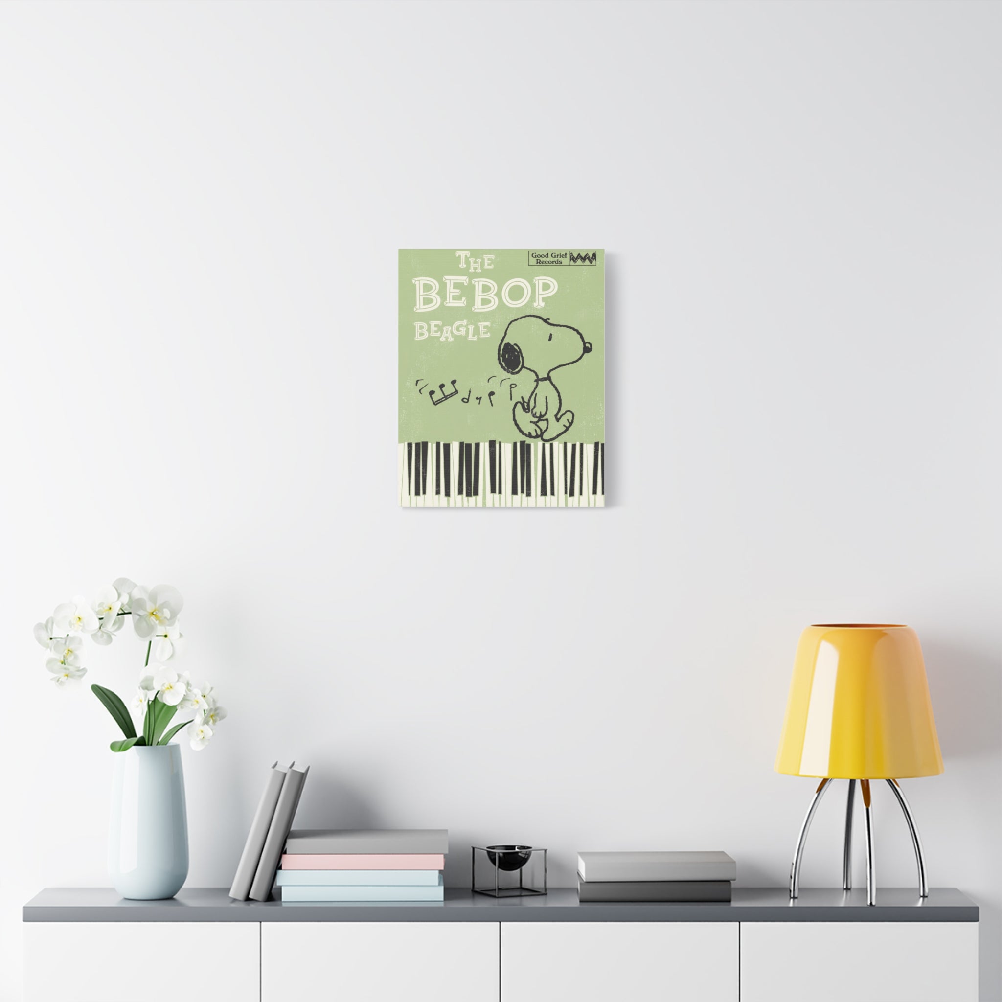 Bebop Beagle Piano Illustration Canvas