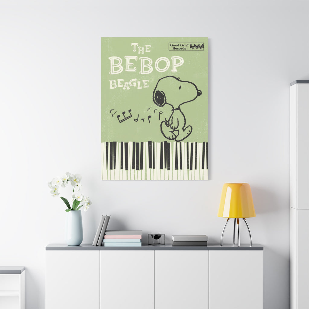 Bebop Beagle Piano Illustration Canvas