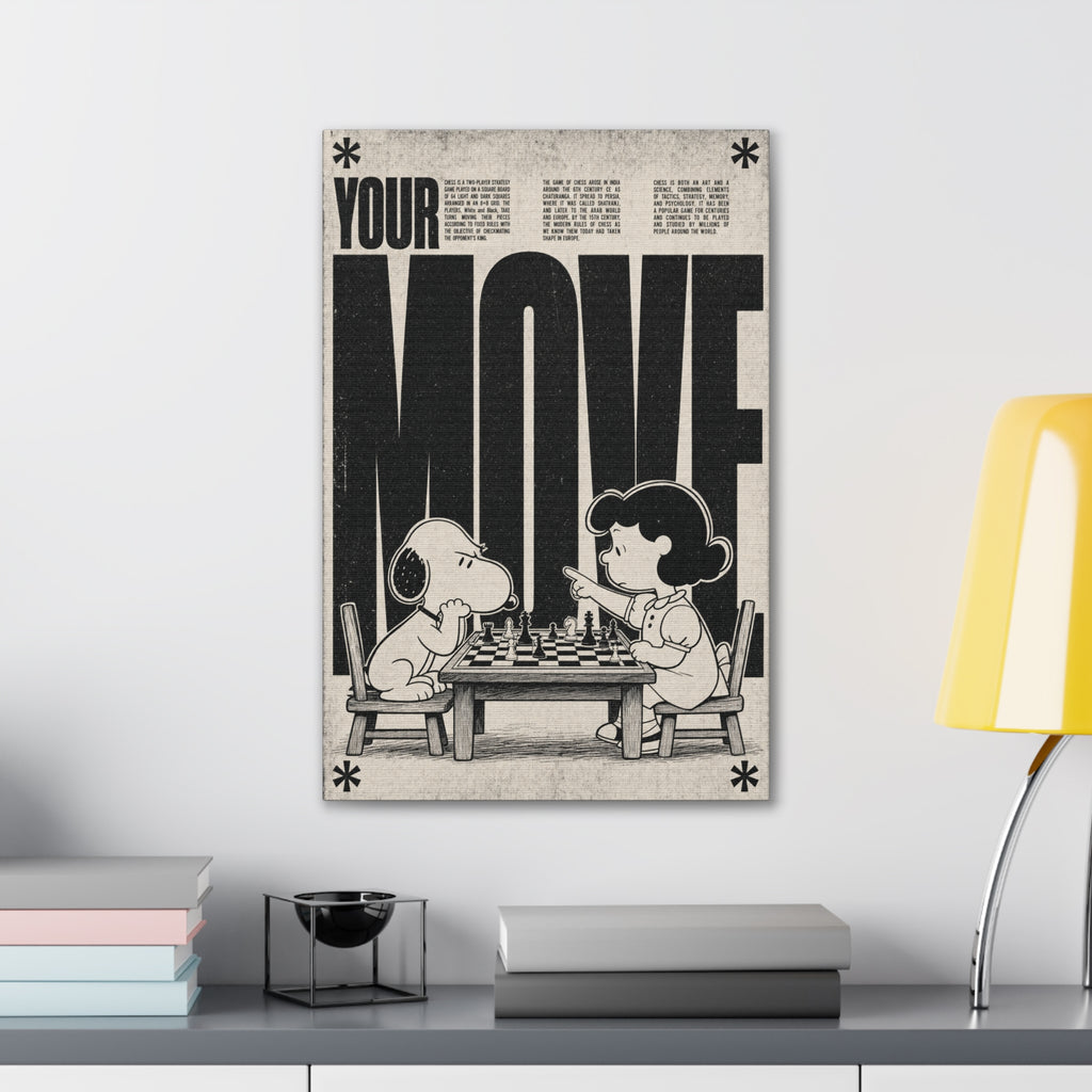 Snoopy Chess Scene Canvas