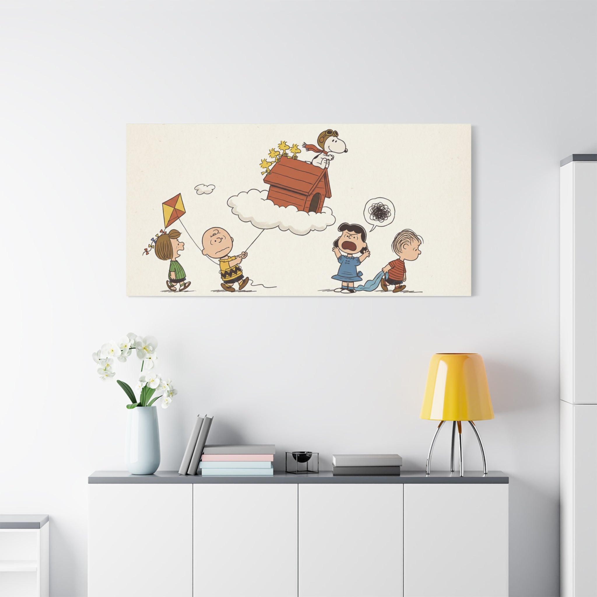 Flying Doghouse Peanuts Characters Canvas