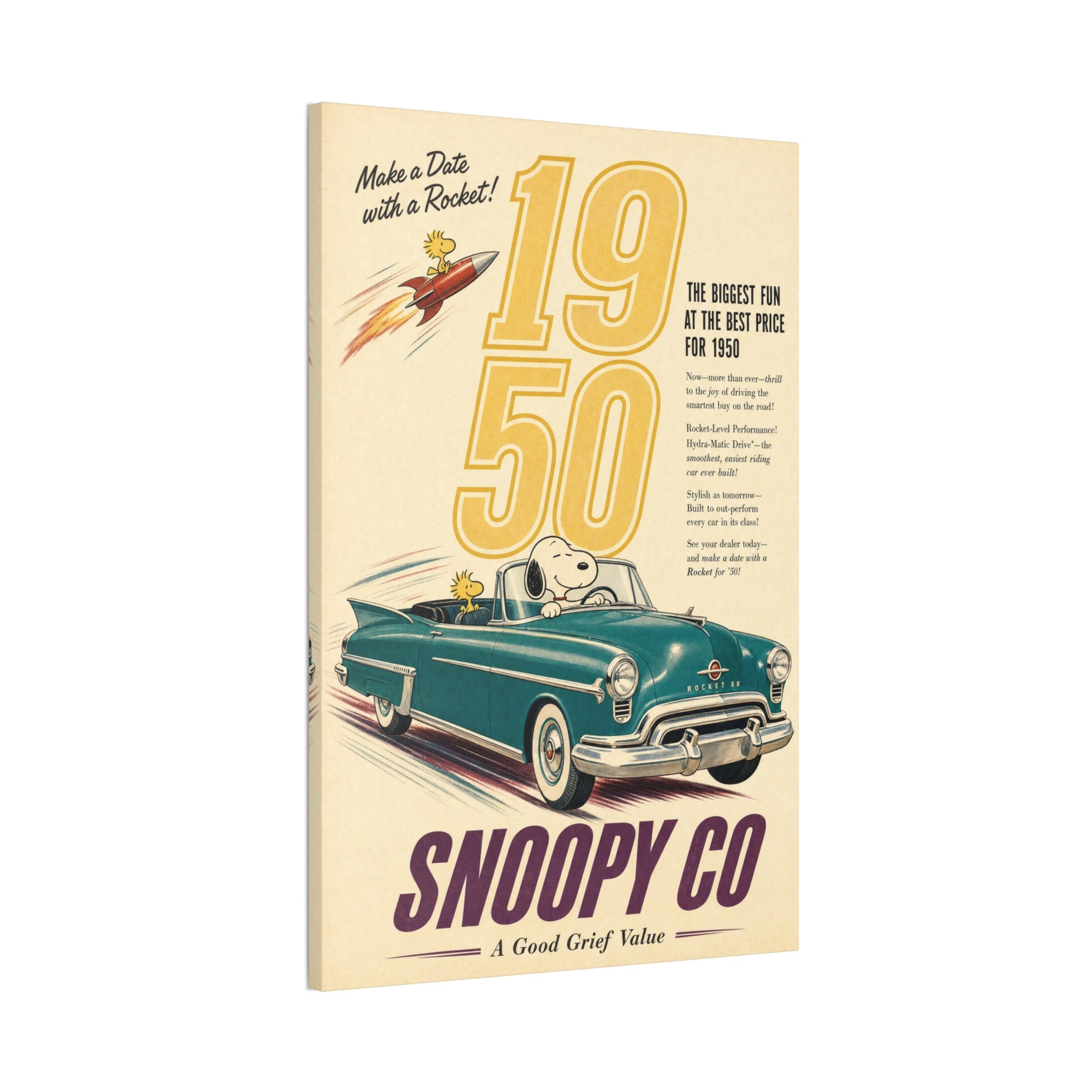 Vintage Snoopy Car Canvas
