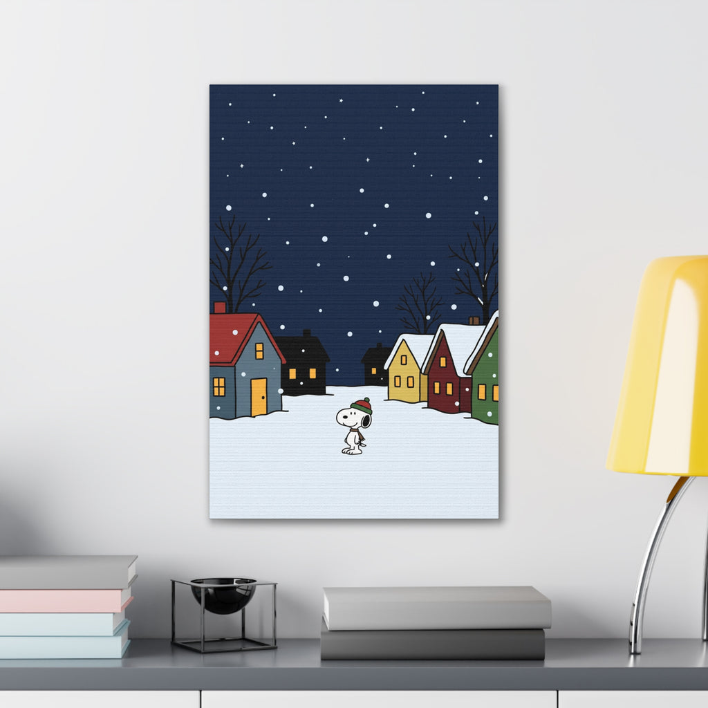 Snoopy Snowy Night Canvas