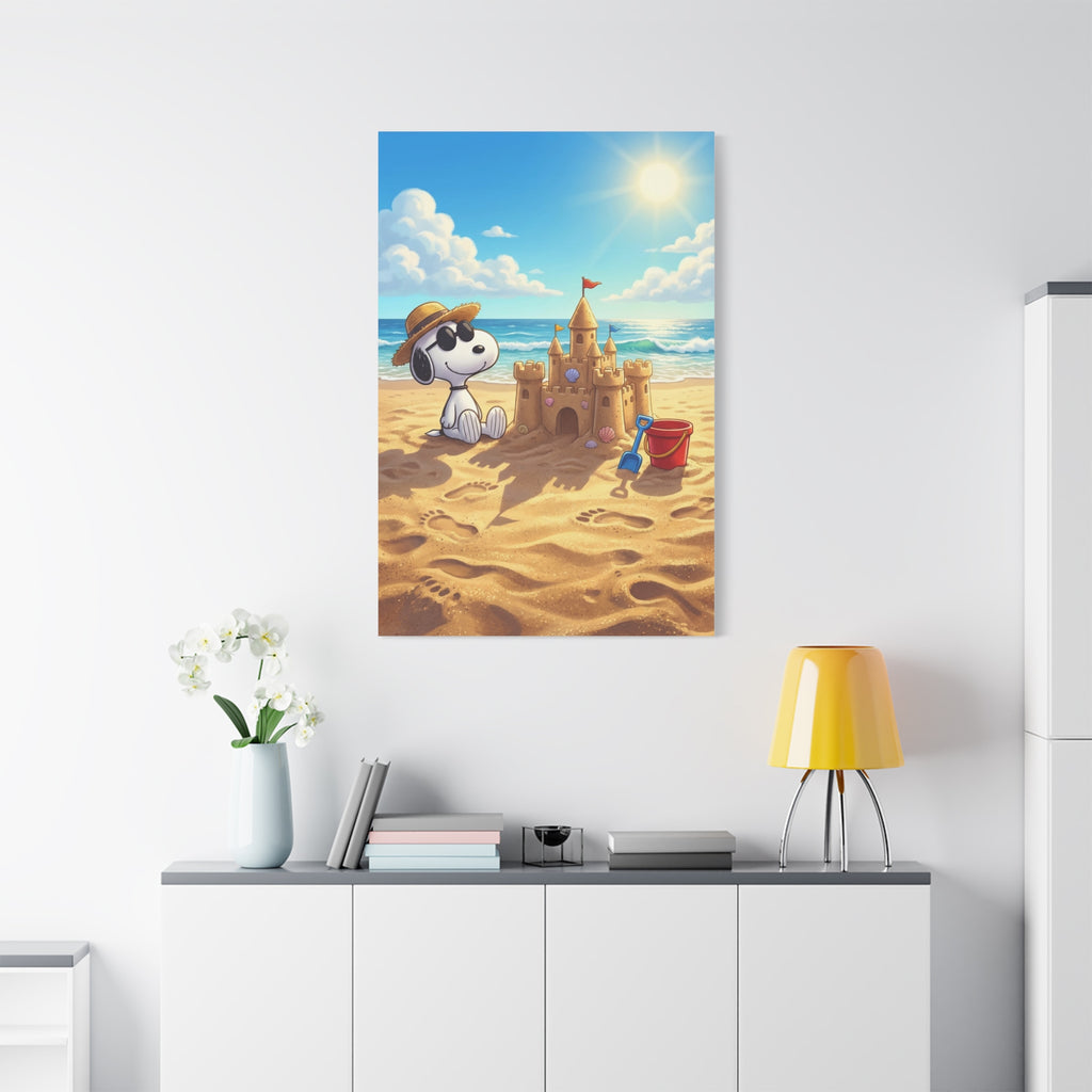 Snoopy At Beach Canvas