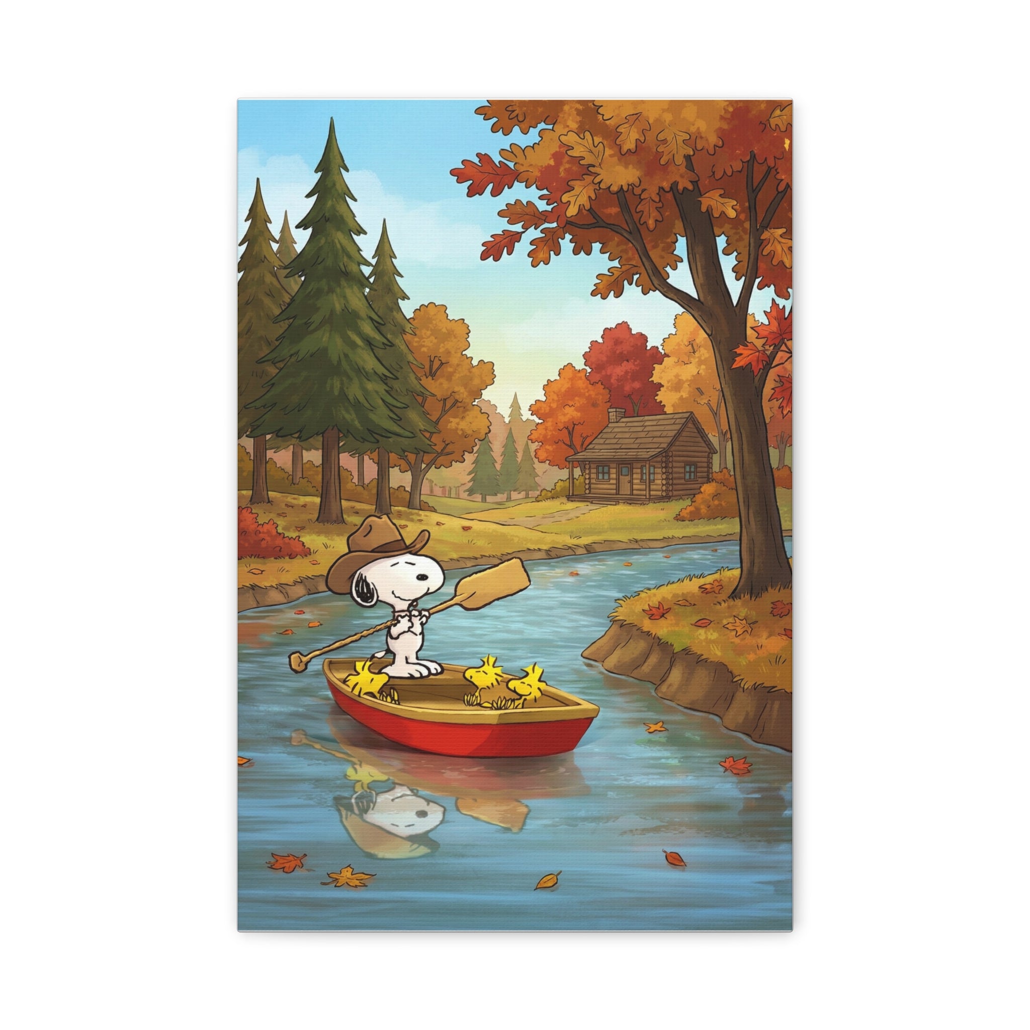 Snoopy Rowboat Autumn Canvas