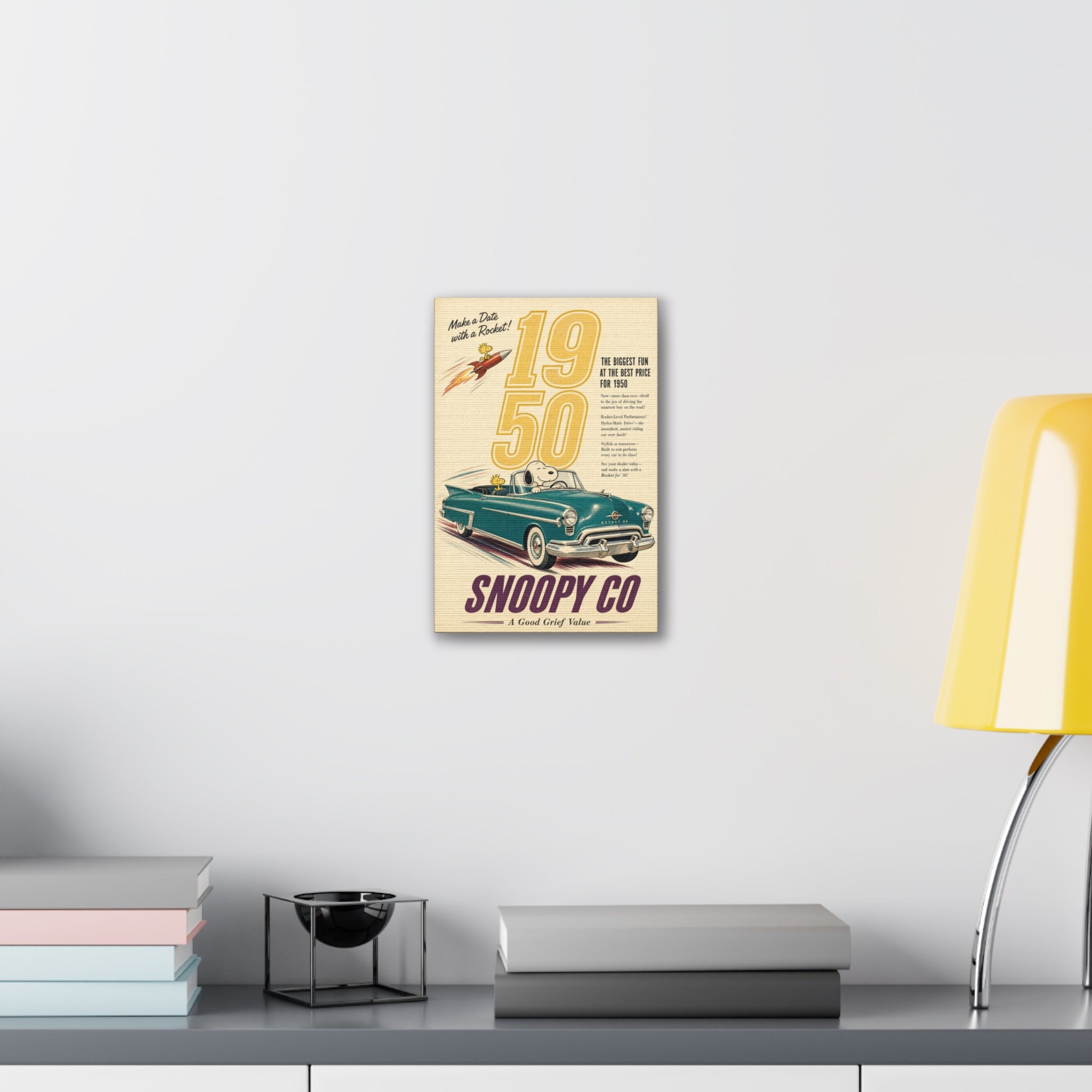 Vintage Snoopy Car Canvas