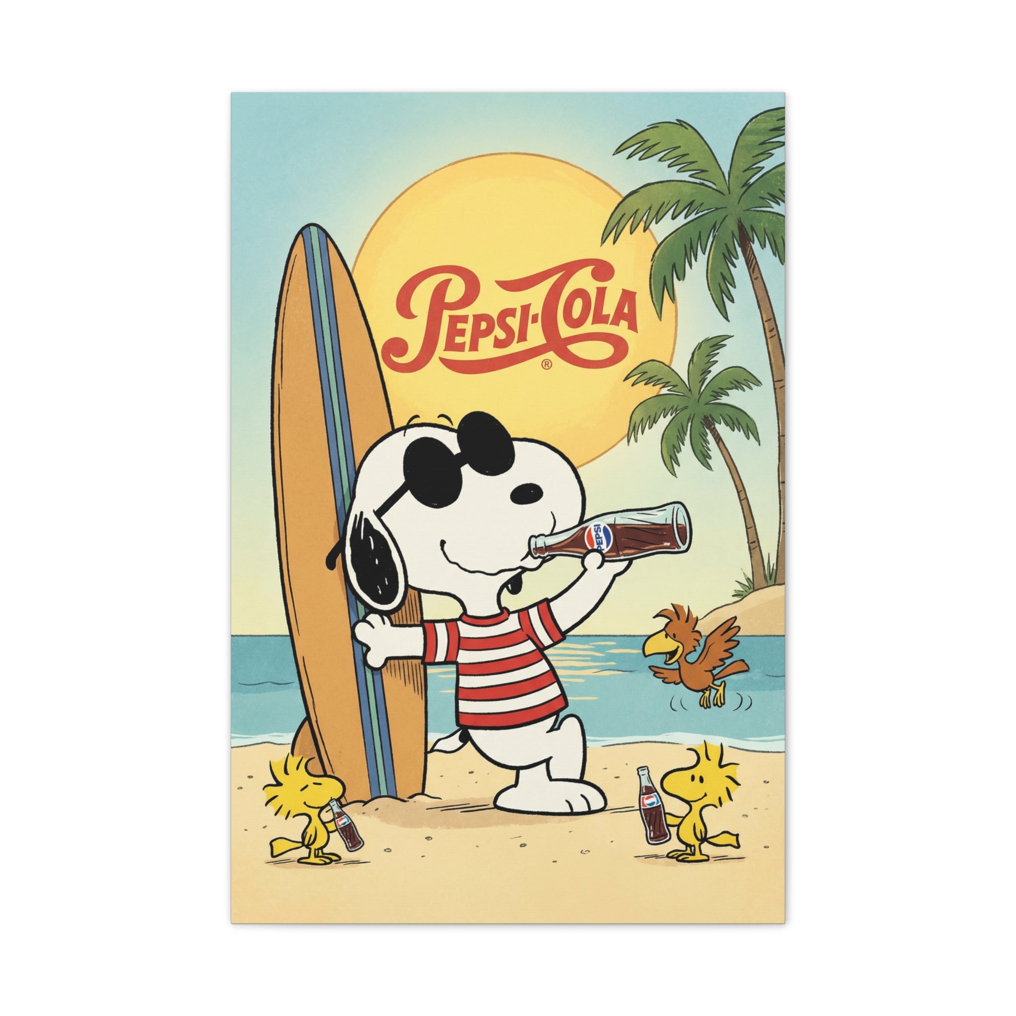 Peanuts Snoopy Surfing Pepsi Canvas