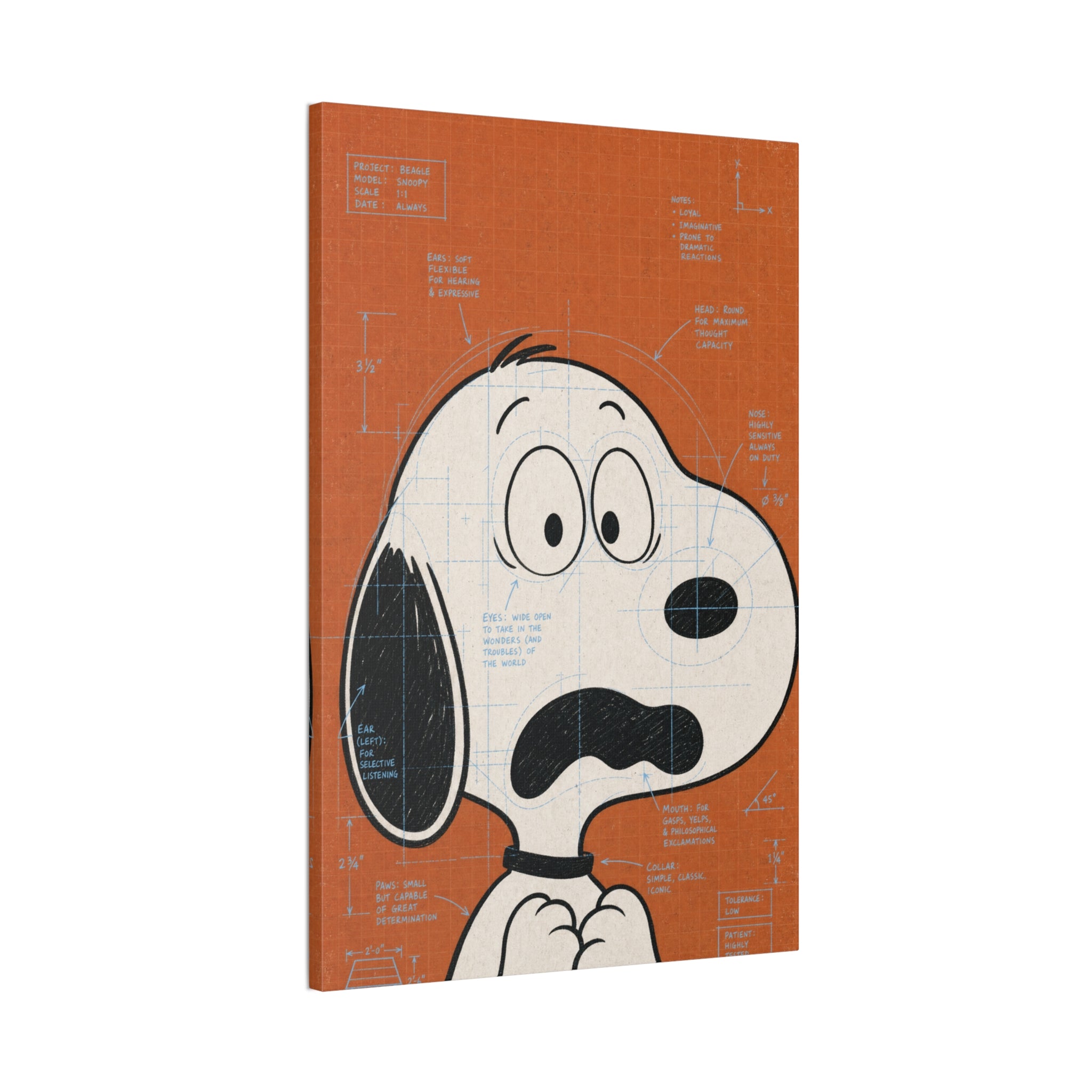 Snoopy Scared Face Canvas