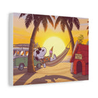 Snoopy Beach Sunset Canvas Poster