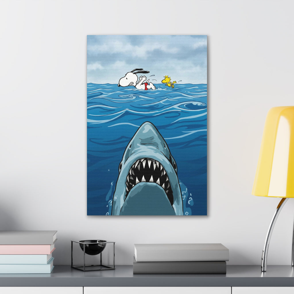Snoopy Shark Scene Canvas