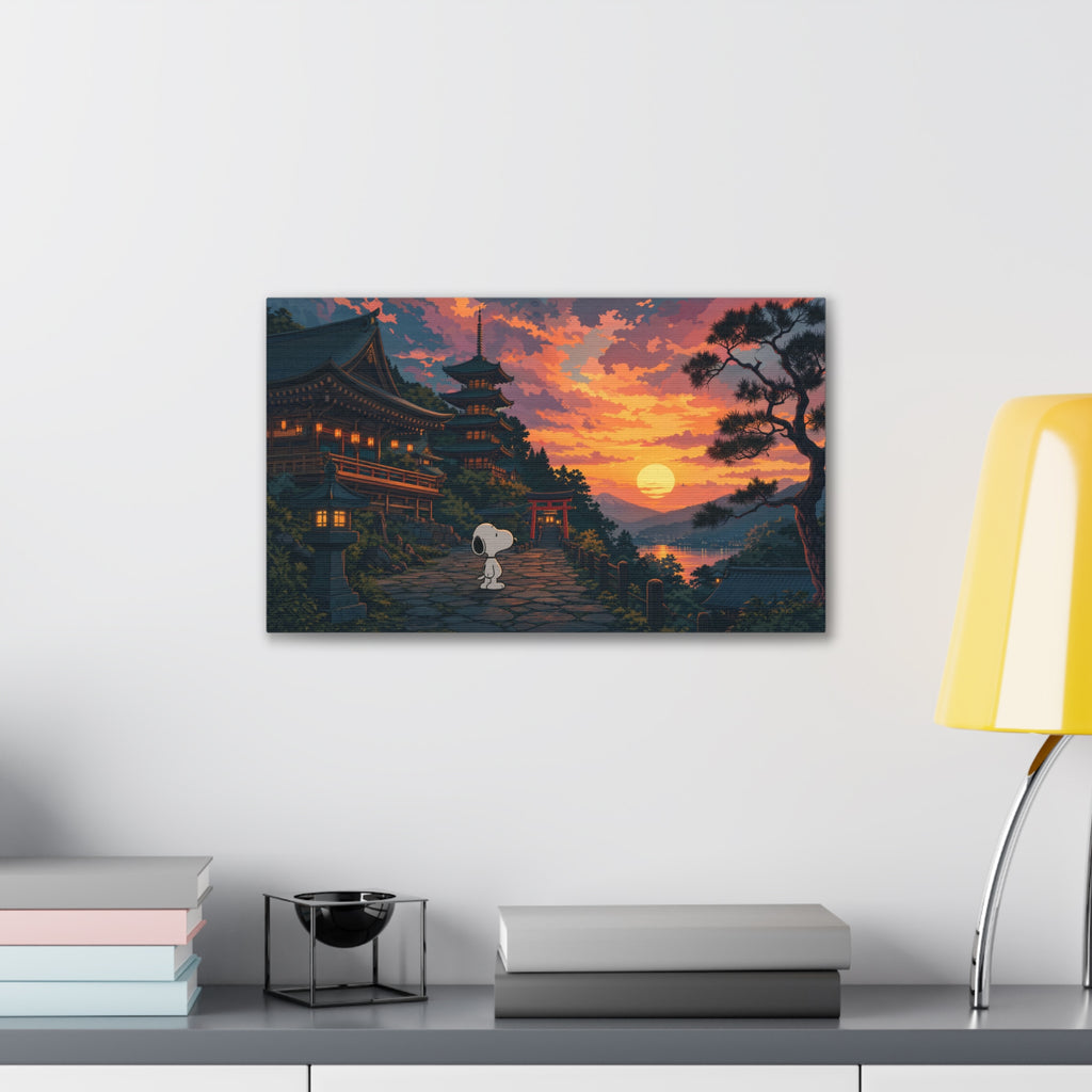 Snoopy at Japanese Temple Canvas