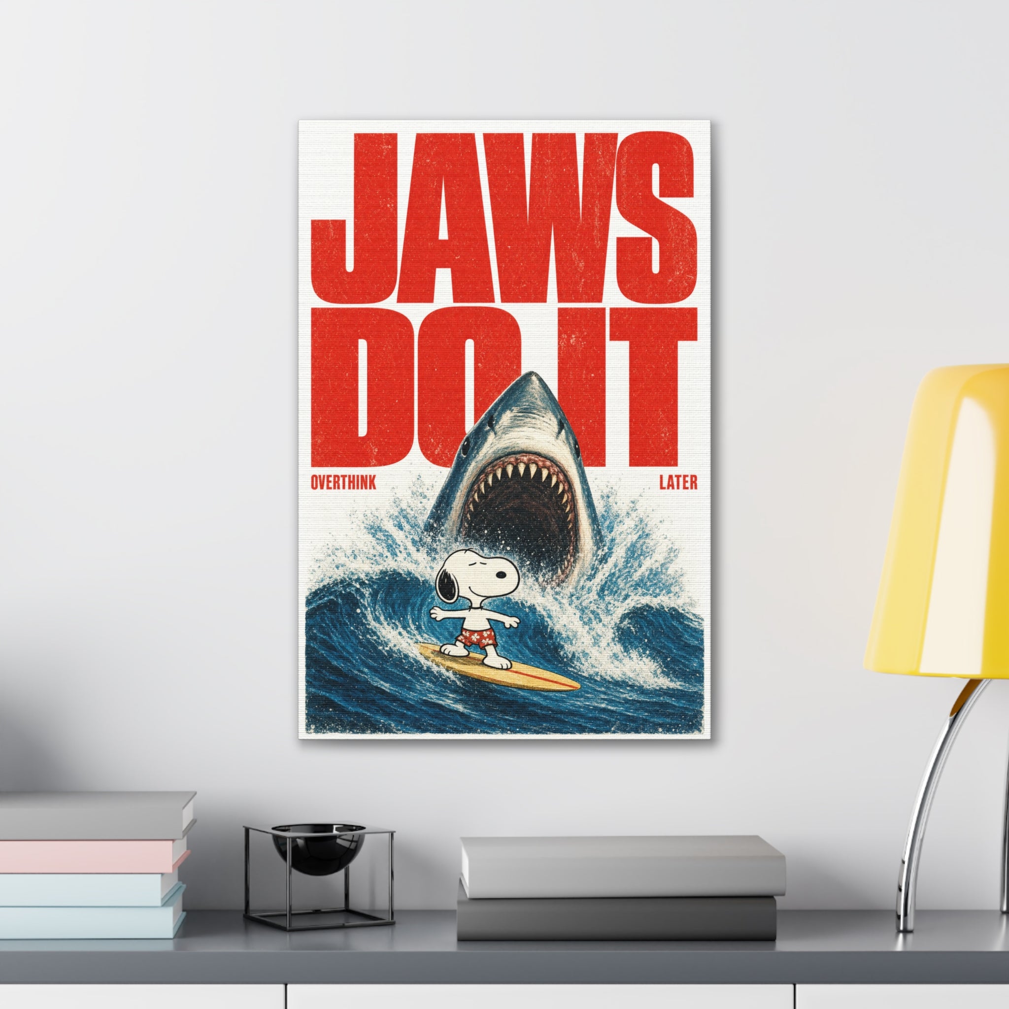 Shark Surf Illustration Canvas