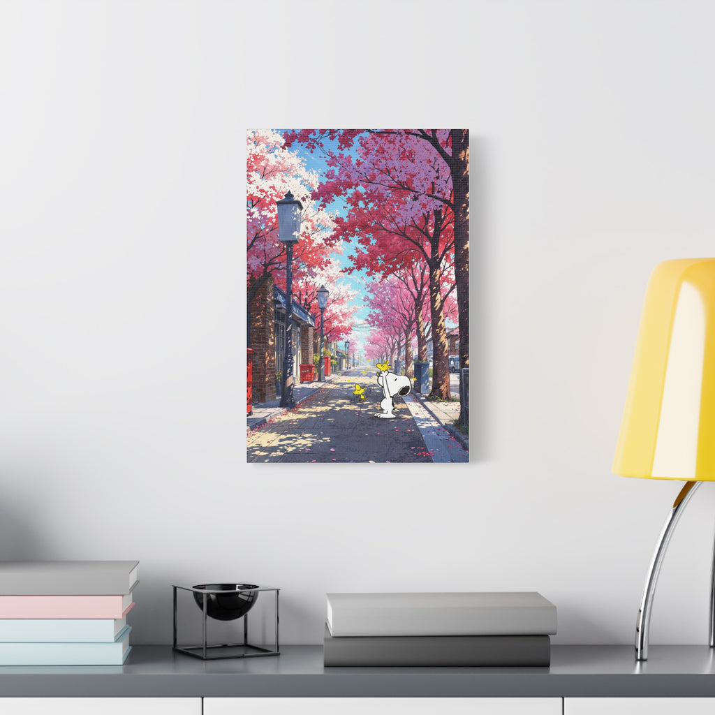 Snoopy Cherry Blossom Street Canvas