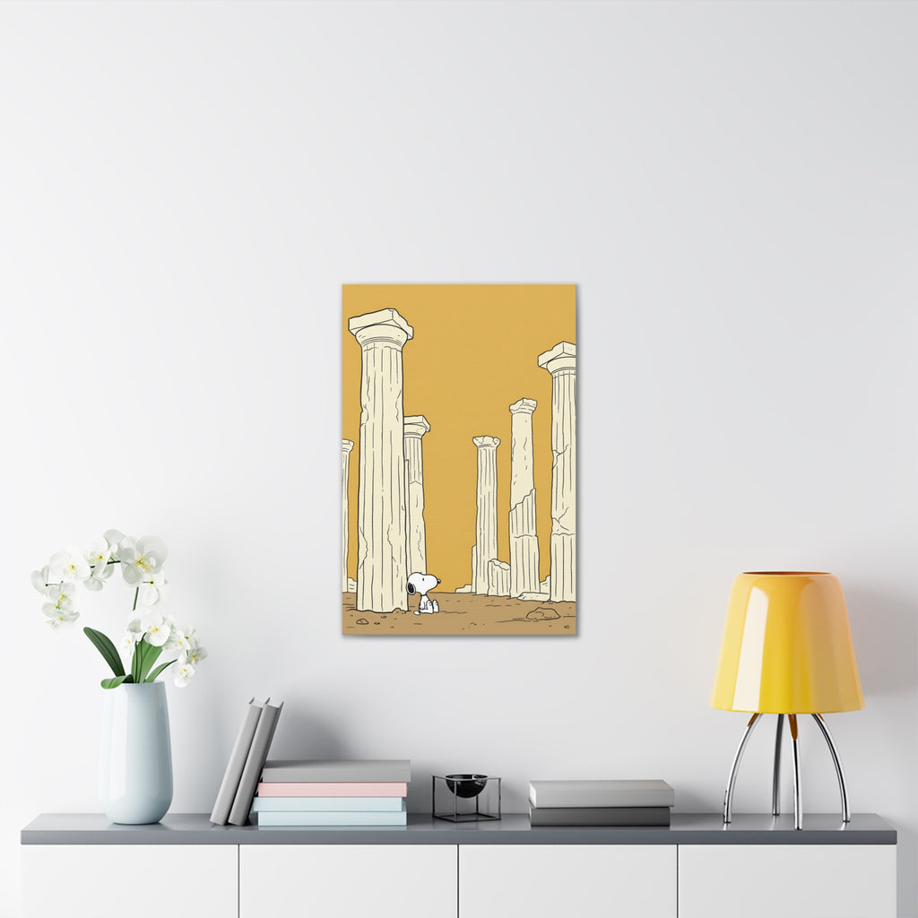 Snoopy among Ancient Columns Canvas